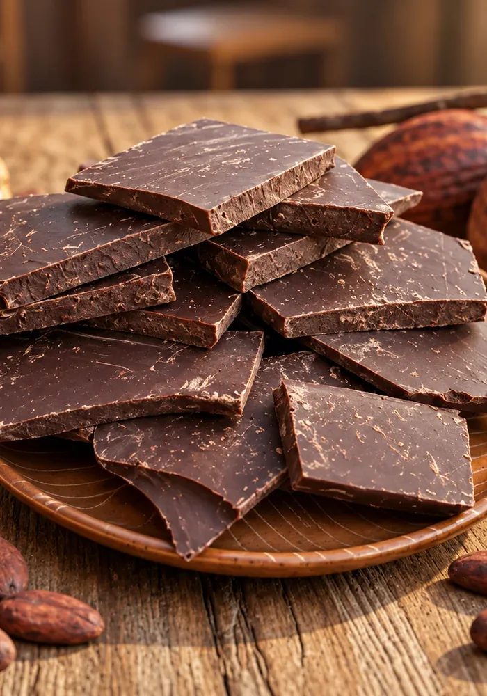 Chocolate intenso com cacau — universo Majestic Cacao